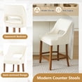 thumbnail image 6 of ClinQ Modern Counter Height Bar Stool Set of 4, Upholstered Seat with Back and Walnut Curved Footrest for Kitchen Island, Beige, 6 of 9