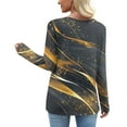 thumbnail image 4 of Moxiu Womens Tops Fall Fashion Long Sleeve Shirts for Women Marble Print Asymmetric Square Neck Tunic Tops Decorative Buttons Gray,XXL, 4 of 7