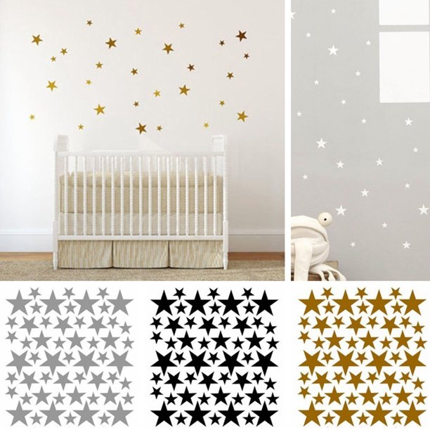 Gwong Decoración hogareña 39pcs / set Patrón de estrella de cinco puntas Pegatinas de pared extraíbles Decoración de dormitorio para niños Gwong 23778