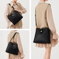 thumbnail image 2 of Bolso de mano Choles de piel auténtica para mujer, moda negra, 2 of 6