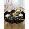 thumbnail image 5 of Yellow Sunflowers Round Tablecloth 60 inches You Are My Sunshine Butterflies Black Background Waterproof Oil-Proof Table Cloth Round Table Cover for Holiday Party Picnic Dinner Decor Indoor Outdoor, 5 of 9
