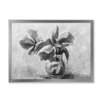 Designart 'Black and White Still Life Of Flowers In A Vase' Traditional Framed Art Print