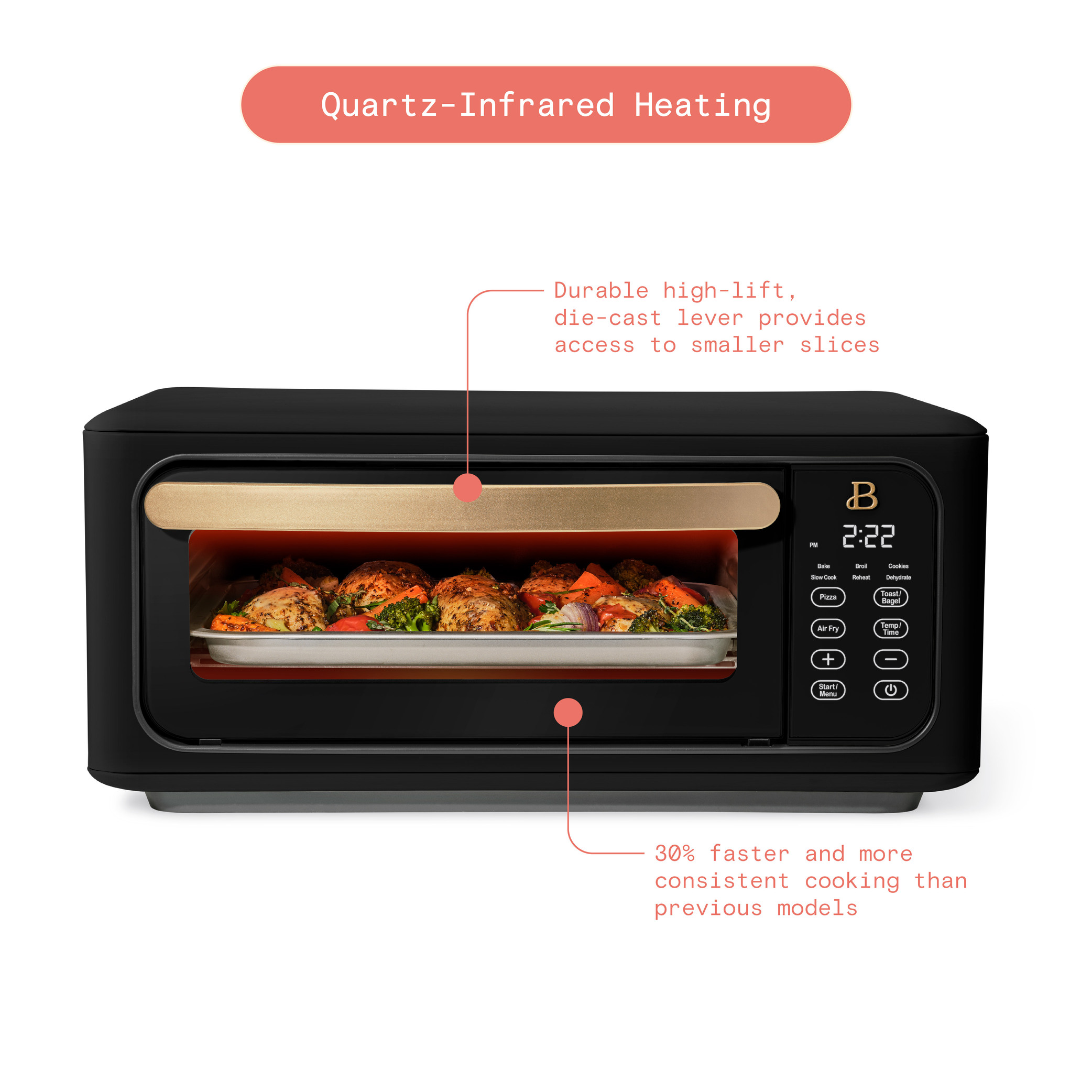 Beautiful Infrared Air Fry Toaster Oven, 9-Slice, Black photo 5