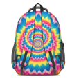 thumbnail image 3 of Pink and Yellow Tie Dye Pattern Backpack for School, Cute School Bag with Adjustable Shoulder Straps and Padded Back, 16.9"x12.6"x5.9", 3 of 5