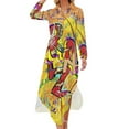 thumbnail image 2 of Robe en Chiffon à Lettres Abstraites Imprimé Graffiti Insane Robes Mignonnes Femme Manches Longues Mode de Rue Col en V Oversize Robe Décontractée, 2 of 5