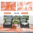 thumbnail image 6 of 8'x10' Outdoor Rugs for Patios, Yamaziot Patio Rug RV Mats, Waterproof Reversible Plastic Straw Camping Rug for Deck Porch Balcony Beach Tropical, Palm Leaf Orange, 6 of 9