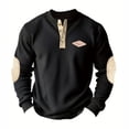 thumbnail image 2 of pstuiky camisas de manga larga para hombre, Sudadera con capucha de pana con cuello redondo, manga larga y botones en color block para hombre Tops casuales para hombres m, 2 of 7
