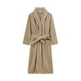 thumbnail image 4 of Aboser Womens Flannel Long Robes with Pockets Fluffy Fleece Sleepwear Warm Winter Plush Bathrobes Belted Shawl Collar Pajamas Comfy Maxi Length Bathrobe Khaki M, 4 of 4