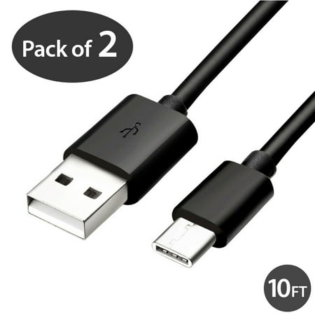 2x 10FT USB Type C Cable Fast Charging Cable USB-C Type-C 3.1 Data Sync Charger Cable Cord For Samsung Galaxy S9 S9+ Galaxy S8 S8 Plus Nexus 5X 6P OnePlus 2 3 LG G5 G6 V20 HTC M10 Google Pixel