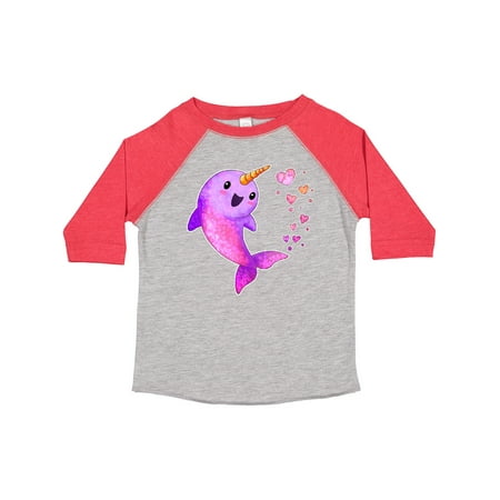 

Inktastic Valentine s Day Cute Pink Narwhal with Hearts Gift Toddler Boy or Toddler Girl T-Shirt