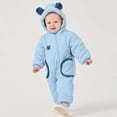 thumbnail image 2 of Goindgs Newborn Baby Fleece Footie Snowsuit Winter Bunting Onesie Cartoon Warm Hooded Romper Jumpsuit Outfits For Girls Boys Blue 6-12 M, 2 of 4