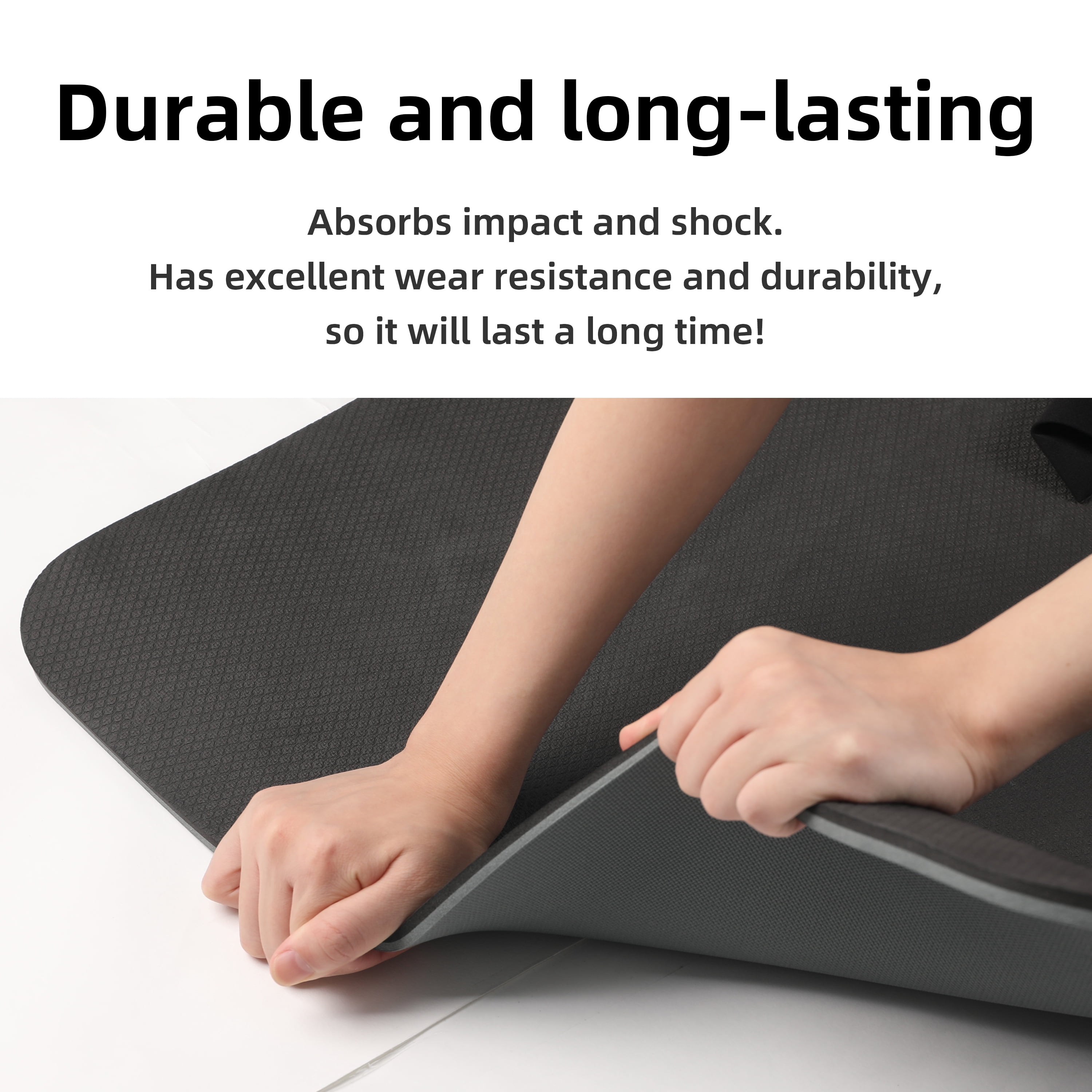 SAHAI 0.4inch Non-Slip Thick Yoga Mat with Strap –Travel & Home Gym Exercise Mat | 72x24 inch(Light Gray + Black)