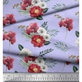 thumbnail image 2 of Soimoi Blue Rayon Fabric Leaves,Anemone & Peach Floral Print Sewing Fabric BTY 56 Inch Wide, 2 of 3