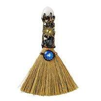 Natural Crystal Stone Twelve Constellation Handmade,Witch Broom Halloween Crystal Witch Wiccan Altar Broom,Ritual Magic Ceremonial Decor