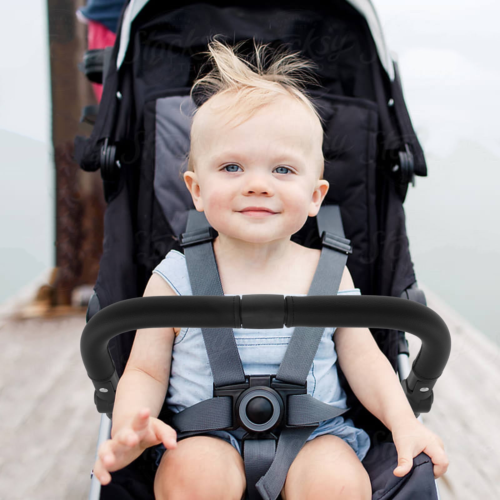 Stroller Bumper Bar Angle Adjustable Armrest Stroller Handle Multifunctional Stroller Bumper Handle Removable Stroller Crossbar for Baby Stroller