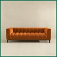 thumbnail image 4 of Mid-Century Orange Velvet Modern Sofa - Pet-Friendly Stain-Resistant Living Room Centerpiece, 4 of 12