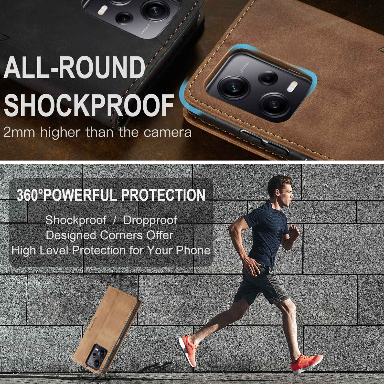 ETFAST Leather Wallet With Card Holder Zipper Phone Case For Xiaomi Poco X5 Pro High Quality Leather Phone Case