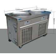 Kolice Commercial 22 Double Round Pans Fried Ice Cream Roll Machine, Yogurt Fry Ice Cream Machine With Transparent Sneeze Guard