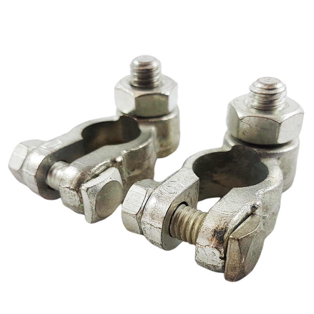 Pair Of Car Battery Terminals Heavy Duty Stud Type 10mm Cable Positive