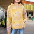 thumbnail image 2 of YunPes Unisex Kids Hoodie Boys Girls Waffle Textured Sweatshirt Cute Ghost Print Long Sleeve Hooded Pullover Spring Fall Clothes, 2 of 7