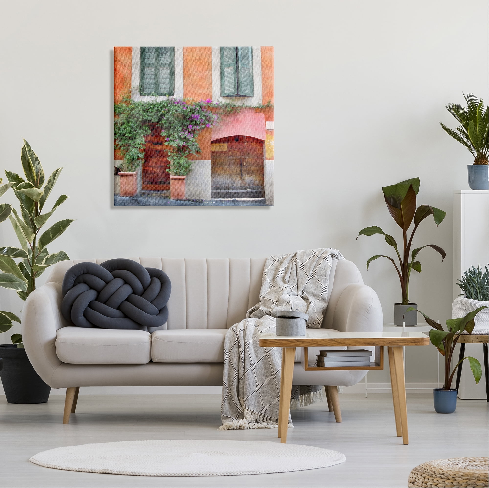 Stupell Industries Floral Building in Italy Travel & Places Painting Gallery Wrapped Canvas Print Wall Art, 30 x 30