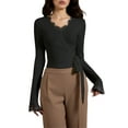 thumbnail image 2 of Pilates Wrap Top for Women 2025 Lace Long Sleeve V-Neck Cross Wrap Side Tie Slim Fit Workout Ballet Shirt Yoga Blouse, 2 of 6