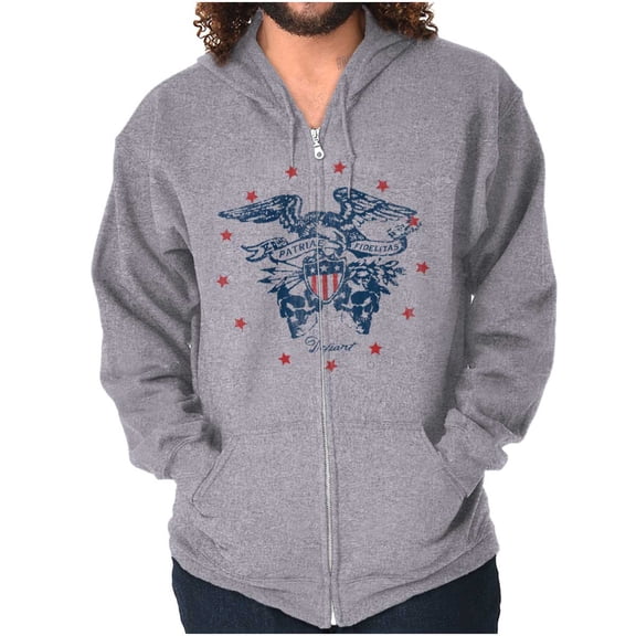 Patriotic Bald Eagle American Flag Zip Up Hoodie Men's Women's Brisco Brands S