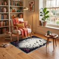 thumbnail image 3 of ODIKA 3'x5' Ultra-Soft Throw Mat, Black Gothic Bat Halloween Flowers Romantic Boho Roses with Symmetrical Motifs Washable, Bare feet friendly, Easy Care Indoor rug for Bedside, Vanity, 3 of 7