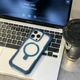 thumbnail image 2 of ShellTech Compatible with iPhone 16 Pro Max PC+TPU Magnetic Case with Kickstand, Slim Shockproof Back Cover with Air-Cushion Corners, Anti-Scratch Grip Heat Dissipation,Blue, 2 of 9