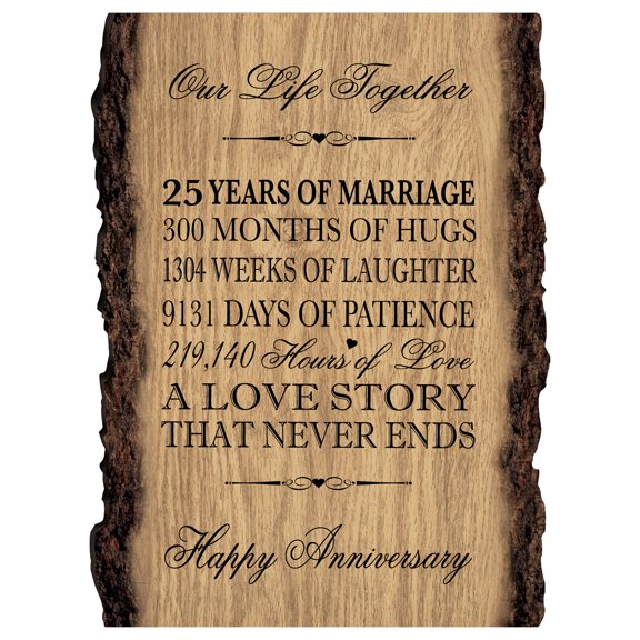LifeSong Milestones 25th Wedding Anniversary Barky Wood Sign - A Love Story