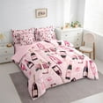 thumbnail image 3 of jejeloiu Happy Valentine Day 7-Piece Twin Bedding Sets,Kawaii Bow Tie Bedding Comforter Set,Pink Flower Floral Sheet Sets For Men Women,Luxury Bedroom Decor Reversible, 3 of 8
