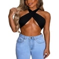 thumbnail image 3 of Women Halter Neck Crop Top Sleeveless Bandage Backless Camisole Tops, 3 of 6