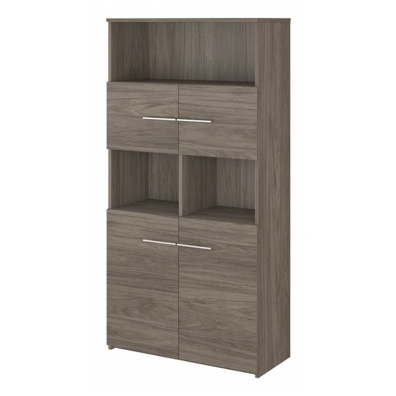 Office 500 5 Shelf Bookcase with Doors in Modern Hickory - Engineered Wood