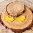 thumbnail image 4 of Raffia Hoop Earrings for Women Girls Fun Boho Summer Beach Earrings Lightweight Handmade Straw Wicker Rattan Dangle Earrings Statement Geometric Round Drop Earrings, 4 of 5