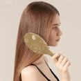 thumbnail image 3 of Celestial Sun and Moon Hair Brush - Gentle Anti-Frizz Comb with Round Bristles, Goth Styling Essential, 3 of 5