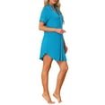 thumbnail image 4 of INSPIRE CHIC Camisón de botón para mujeres, pijama vestido de manga corta, ropa de descanso de verano, noche de gala L azul cielo, 4 of 6
