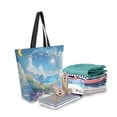 thumbnail image 2 of FORMRS Womens Canvas Tote Bag with Zipper Inner Pocket Shoulder Handbag, Crystal Ocean, 2 of 7