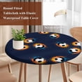 thumbnail image 3 of Navy Blue Soccer Round Tablecloth 45-54 Inch Round Fitted Table Cloth with Elastic Edge, Orange Blue Football Sports Waterproof Table Cover Protector for Outdoor Picnic Party Dining, 3 of 9