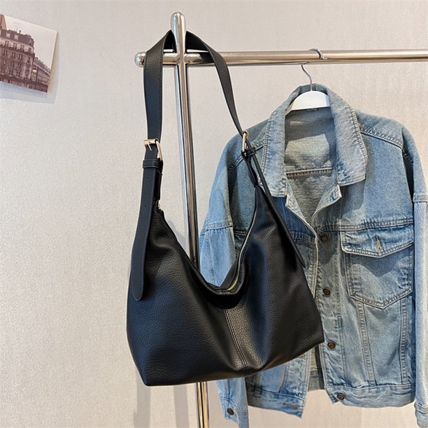 Bolso de mano para mujer, bolso de mano que combina con todo, bolsos cruzados, bolso informal Hobo (negro)