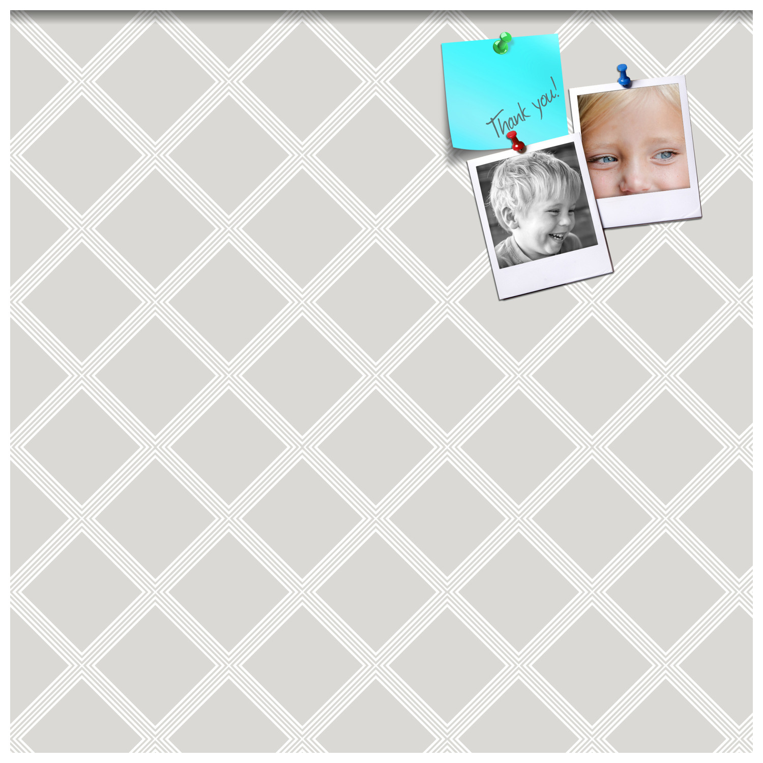 PinPix 17x17 Custom Cork Bulletin Board Diamond Modern Pattern Grey Poster Board Has a Fabric Style Canvas Finish, Framed in Diamond Modern Pattern Grey, by ArtToFrames (PinPix-1802)