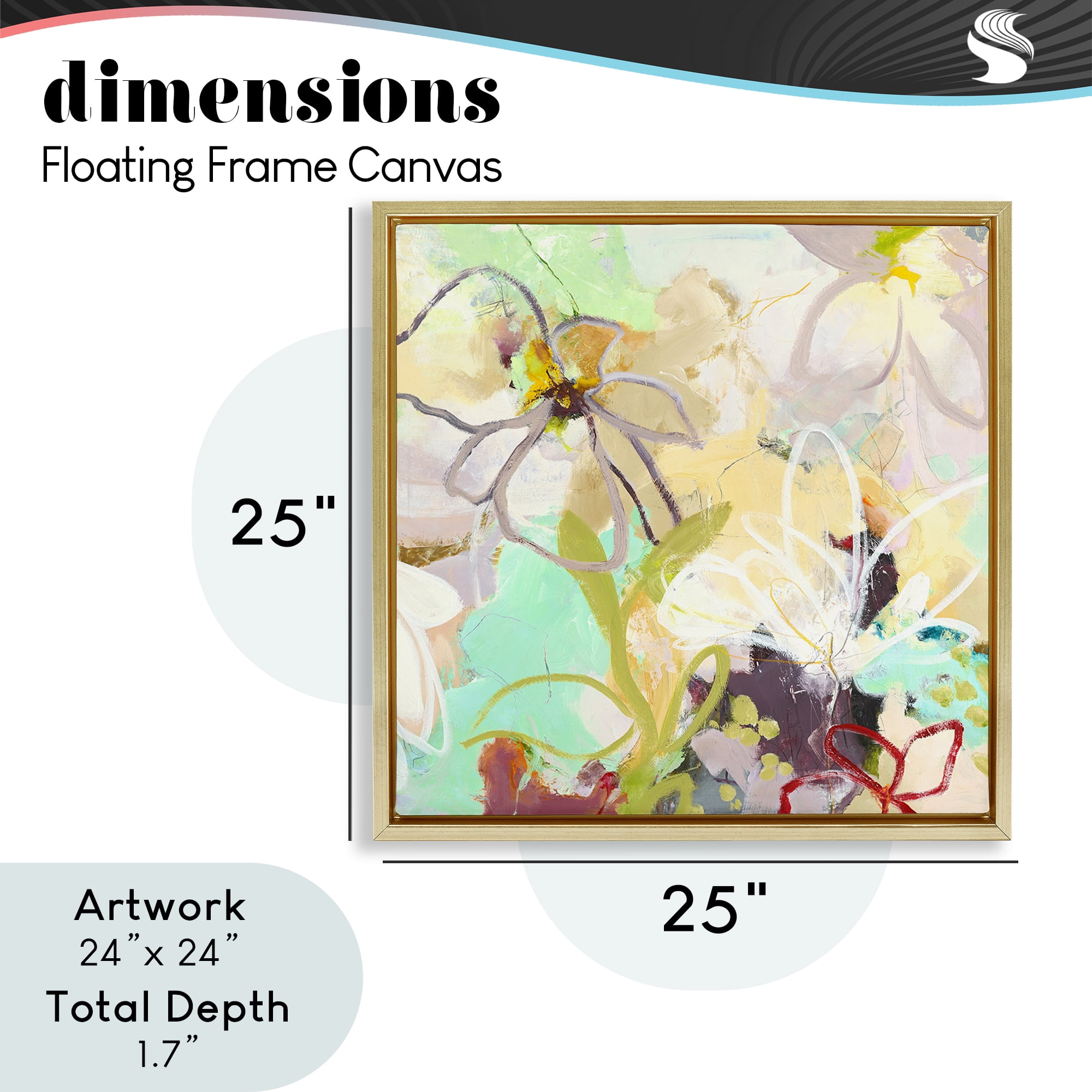 Last Days Of Spring Abstract Gold Framed Floater Canvas Wall Art, design by Design Fabrikken