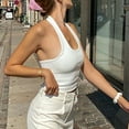 thumbnail image 3 of tarylea Going out Tank Top for Women Padded Open Back Halter Tops Sleeveless Crop Tops Casual Summer Cute Fitted Shirts, 3 of 9
