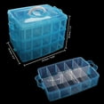 thumbnail image 2 of Craft Storage Organizer,Sewing Box,3-Tier Plastic Organizer Box with Dividers, Storage Containers with 30 Compartments(Adjustable) for Organizing Art Supplies, Fuse Beads, Jewelry,Tool,Kids Toy,Blue, 2 of 8