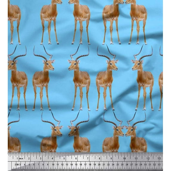 Soimoi Cotton Jersey Fabric Deer Animal Print Fabric by The Yard 58 Inch Wide