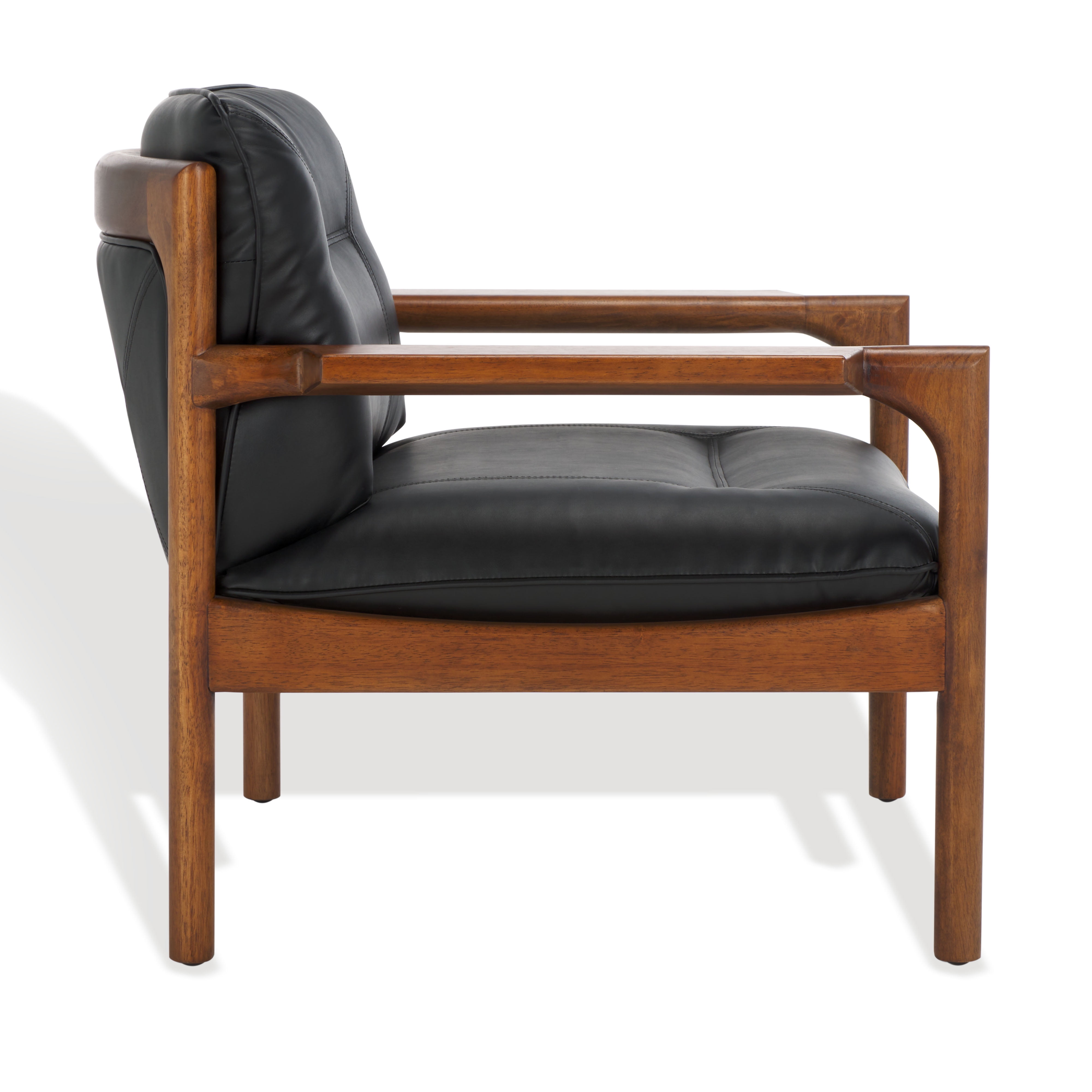Safavieh Phylis Mid-Century Wood and Elastics Dining Arm Chairs, Black/Brown