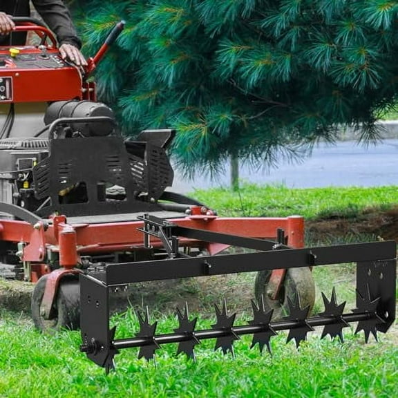 2024 New 32 Inch Tow Behind Spike Aerator, with Durable Steel Tines Lawn Soil Penetrator and Extra-Wide Tow Bar for Lawn, Farm, Planting