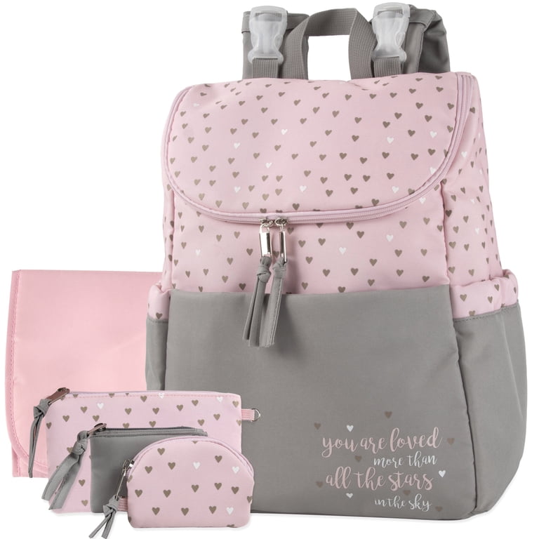 Baby Essentials Diaper Bag Backpack 5-Piece Set, Pink photo 1