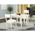 thumbnail image 2 of East West Furniture Norfolk 3-piece Dining Set with Leather Chairs in White, 2 of 3
