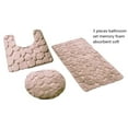thumbnail image 3 of 3pc Set Memory Foam Bathroom Rugs Mat Lid Cover Super soft Dry Inmediately Non Slip Embossed Cobblestone Pebble Taupe Color, 3 of 7