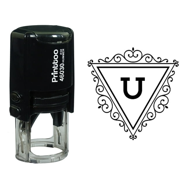 Printtoo U Alphabet Tourbillon Border Triangle Monogramme Initiale Auto Encrage Tampon en Caoutchouc Bureau Stationnaire